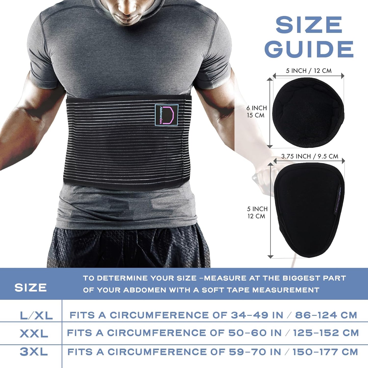 Plus Size Umbilical Hernia Belt For Men and Women - Wider Full Coverage Support