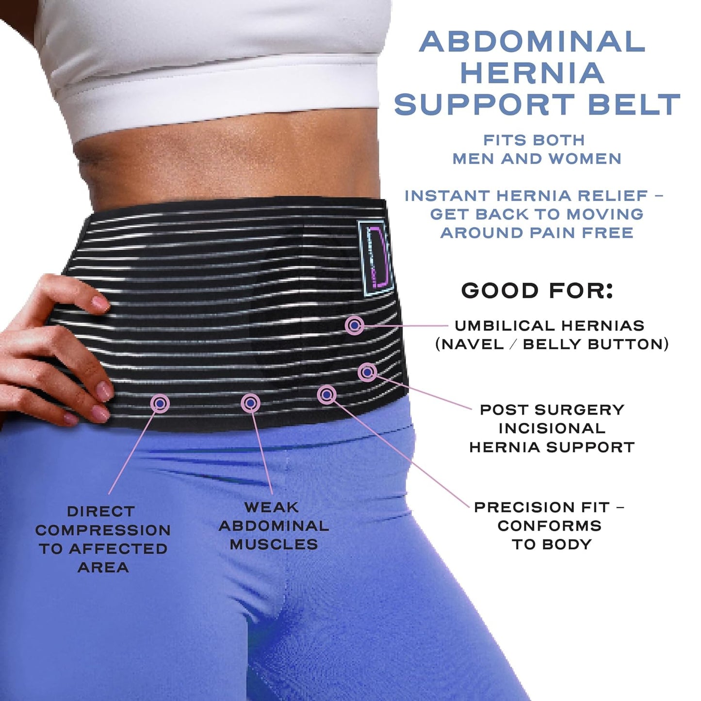 Plus Size Umbilical Hernia Belt For Men and Women - Wider Full Coverage Support