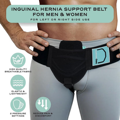 Inguinal Hernia Belt For Men & Women - Black
