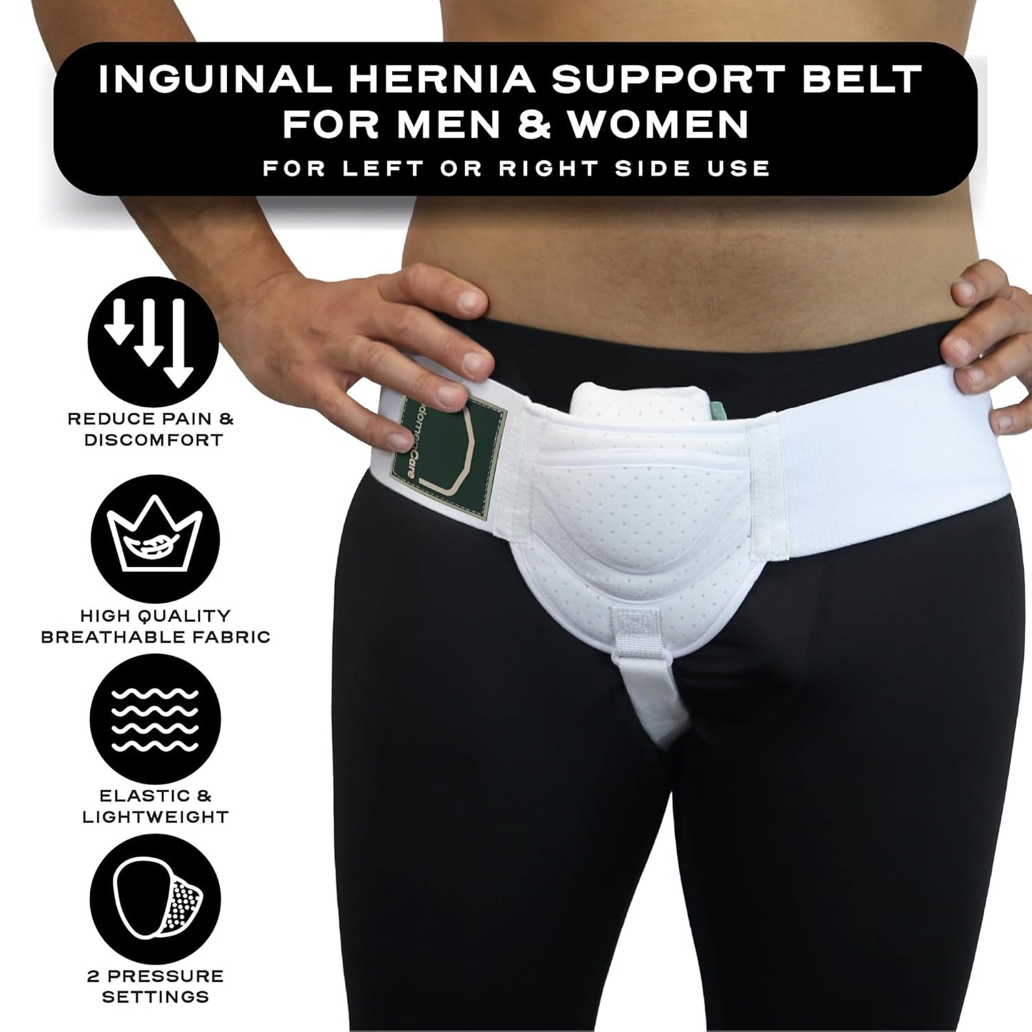 Inguinal Hernia Belt For Men & Women - White